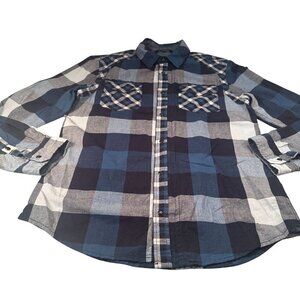 Buffalo David Bitton Pearl Snap Window Pane Shacket Mens Zipper Cowboy Western